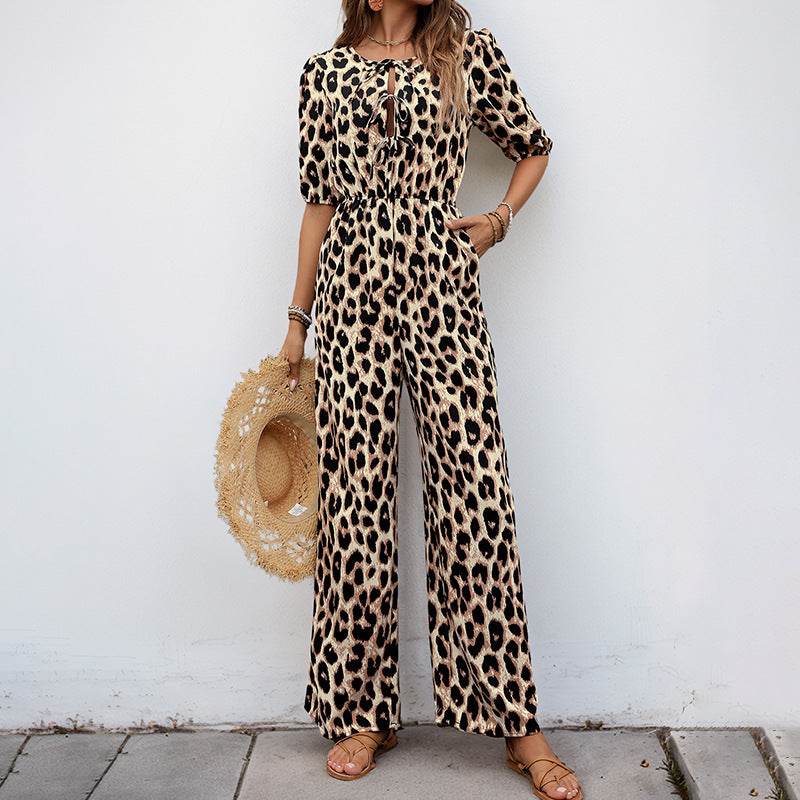 Buycenter Leopard Print Jumpsuit - High Waist, Elegant Style Romper - Buy Center