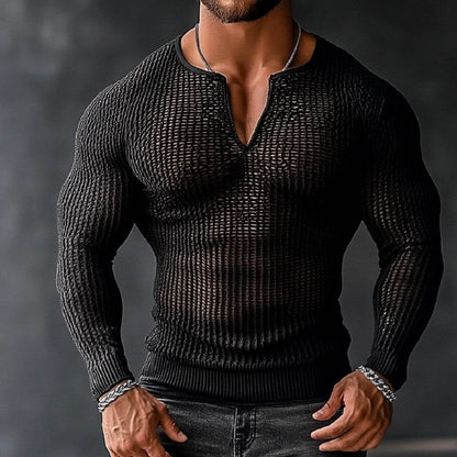 Buycenter Men's Transparent Mesh Hollow Top - Stylish Black Leisurewear - Buy Center