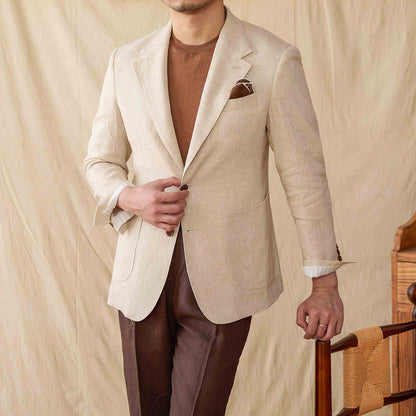Lightweight Casual Linen Suit Jacket for Men - Summer Fashion Essential - Buy Center