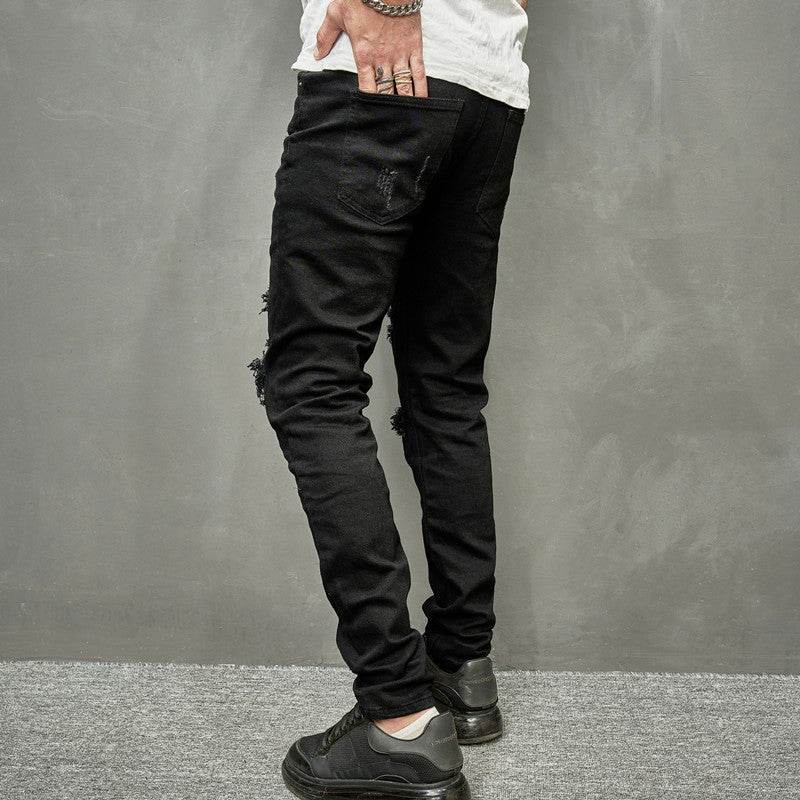 2023 Men's Stretch Skinny Jeans - Casual Black Tapered Fit Pants - Buy Center