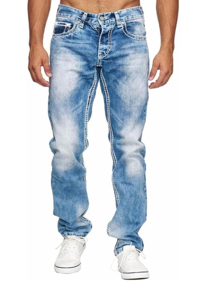 Men's Straight Jeans - European & American Style in Light Blue, Blue, Black - Buy Center