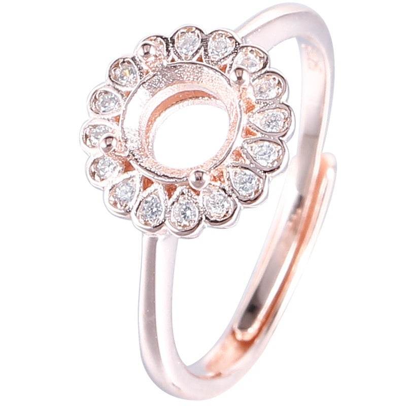 Sterling Silver Rose Gold Eardrop Frame Ring - Adjustable & Elegant Design - Buy Center