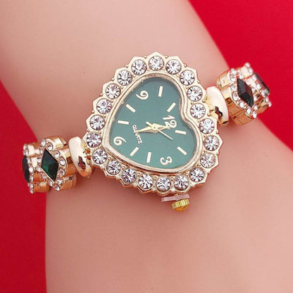Fashion Love Shape Bracelet Watch Set - Diamond Heart Quartz Jewelry - Buy Center