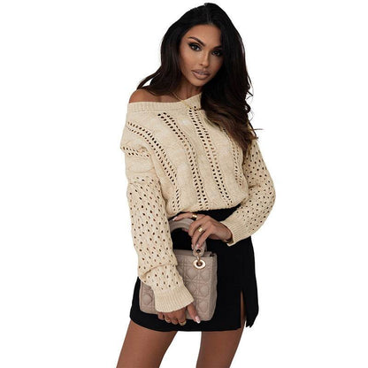 Buycenter Women's Solid Color Knit Sweater - Casual Round Neck Pullover - Buy Center