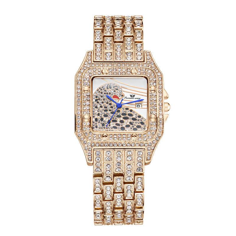 Buy Center Square Leopard Diamond Women's Watch - Waterproof Quartz Style - Buy Center
