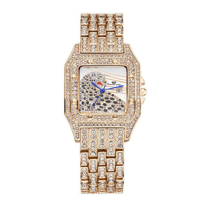 Buy Center Square Leopard Diamond Women's Watch - Waterproof Quartz Style - Buy Center