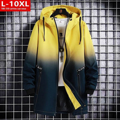 Trendy Men's Hooded Trench Coat - Stylish Spring Autumn Parka 10XL Size - Buy Center
