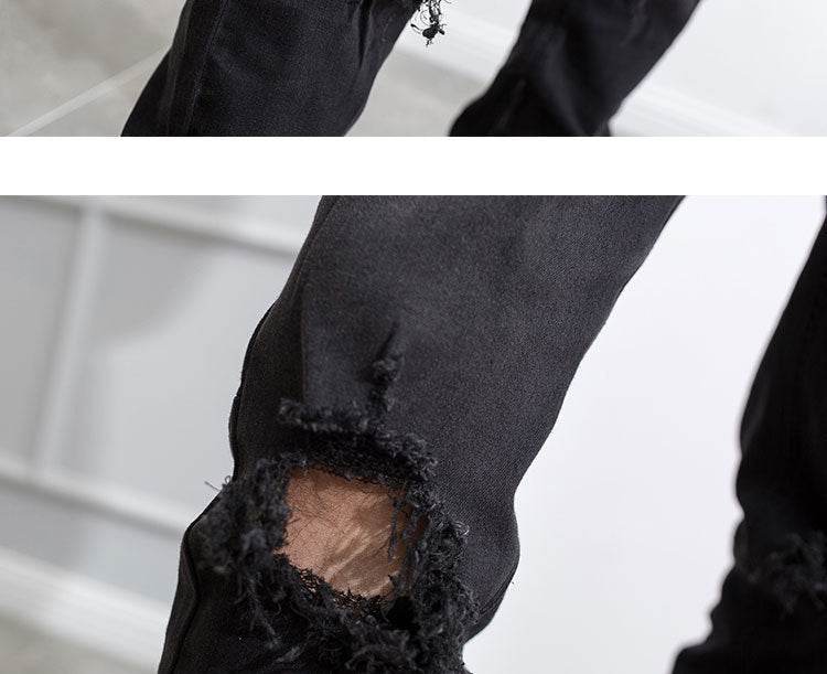 Hip Hop Trend Men's Zipper Jeans - Cotton, Mid Waist, Micro Elasticity - Buy Center