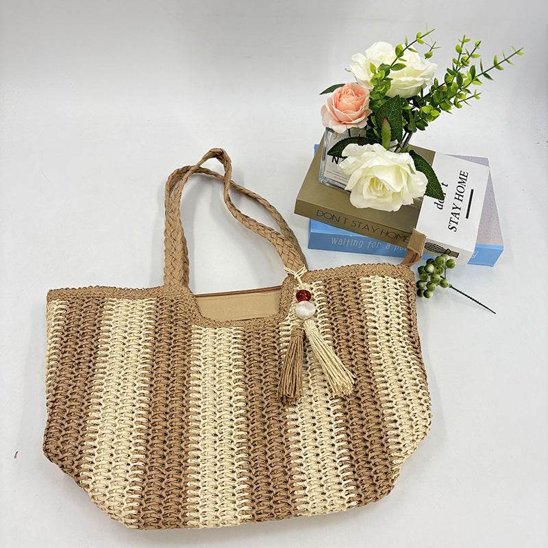 Vacation Beach Women's Shoulder Bag - Chic Totes in Beige & Black - Buy Center