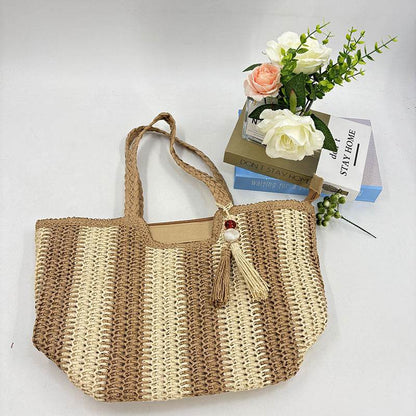 Vacation Beach Women's Shoulder Bag - Chic Totes in Beige & Black - Buy Center