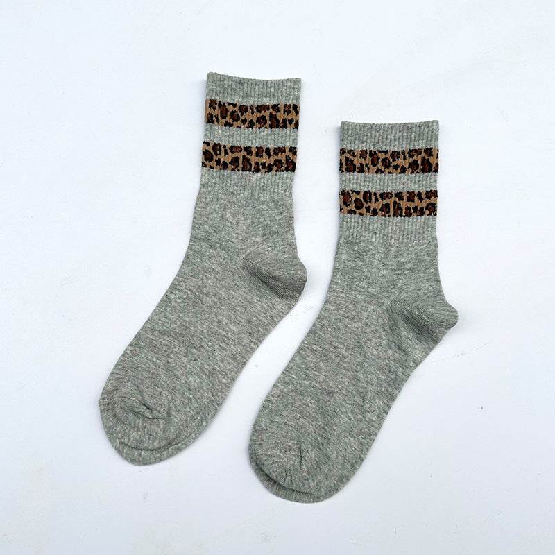 Mid-Calf Leopard Print Socks for Women - Stylish Cotton Comfort 2025 - Buy Center