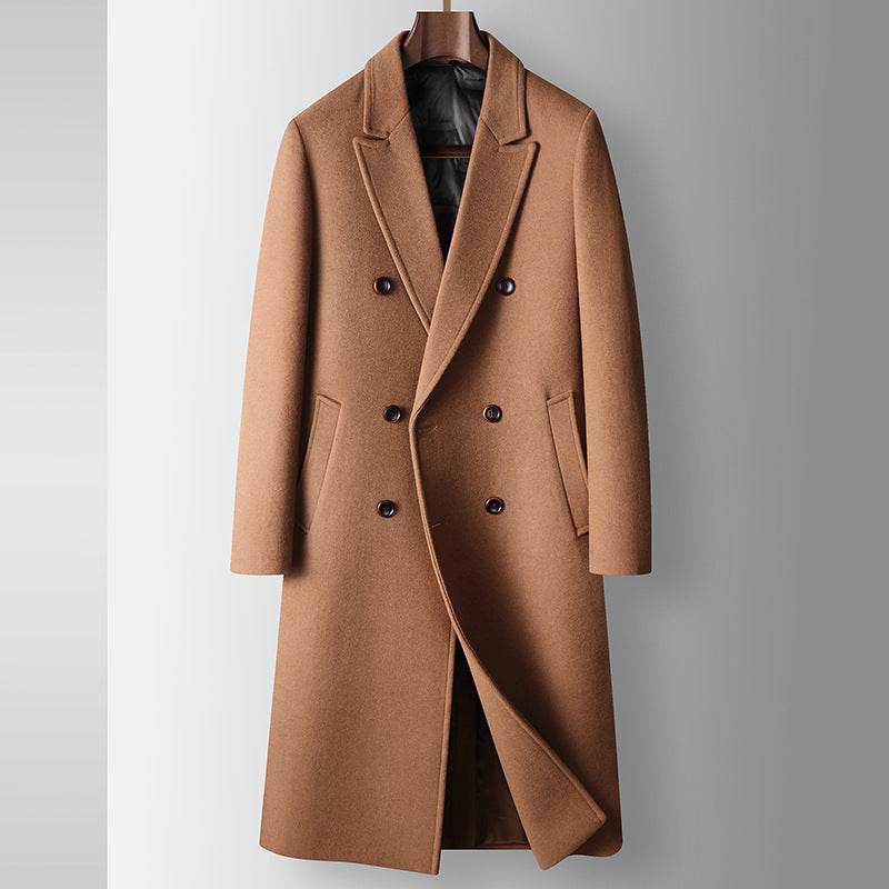 White Duck Down Woolen Coat - Stylish Warmth in Camel, Gray, Black - Buy Center