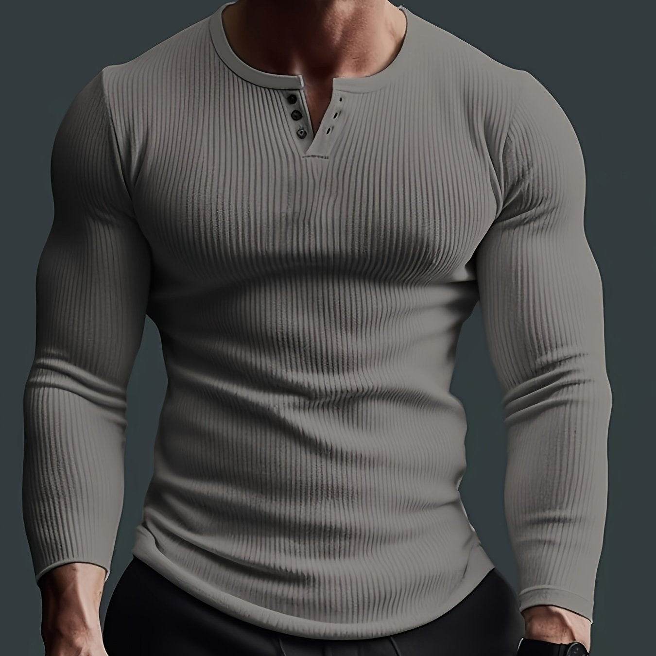 Men's Long Sleeve Crew Neck T-Shirt - Casual Solid Top for Every Season - Buy Center