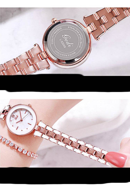 Trendy Korean Style Ladies Watch - White Quartz with Stainless Steel Strap - Buy Center