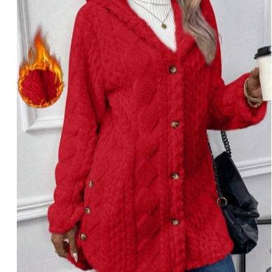 Buycenter Hooded Cardigan Jacket - Long Sleeve, Button Style, Winter Coat - Buy Center