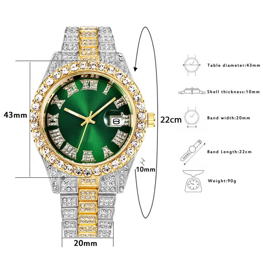 Men's Hip Hop Quartz Watch - Stylish Steel Band, Full Drill Design - Buy Center