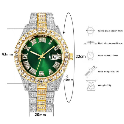 Men's Hip Hop Quartz Watch - Stylish Steel Band, Full Drill Design - Buy Center