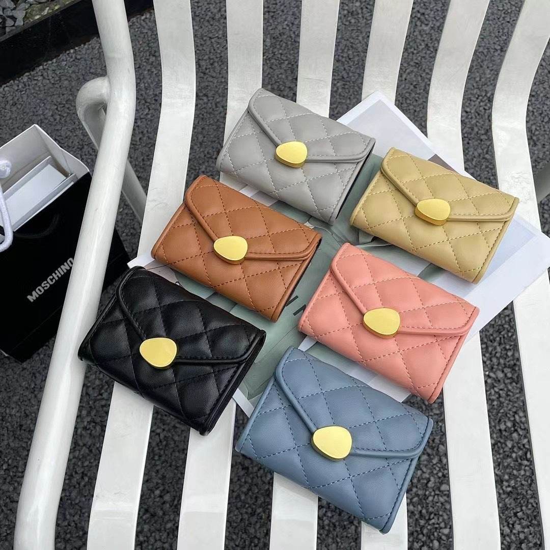 Women's Rhombus Leather Wallet - Compact Luxury in Trendy Colors - Buy Center