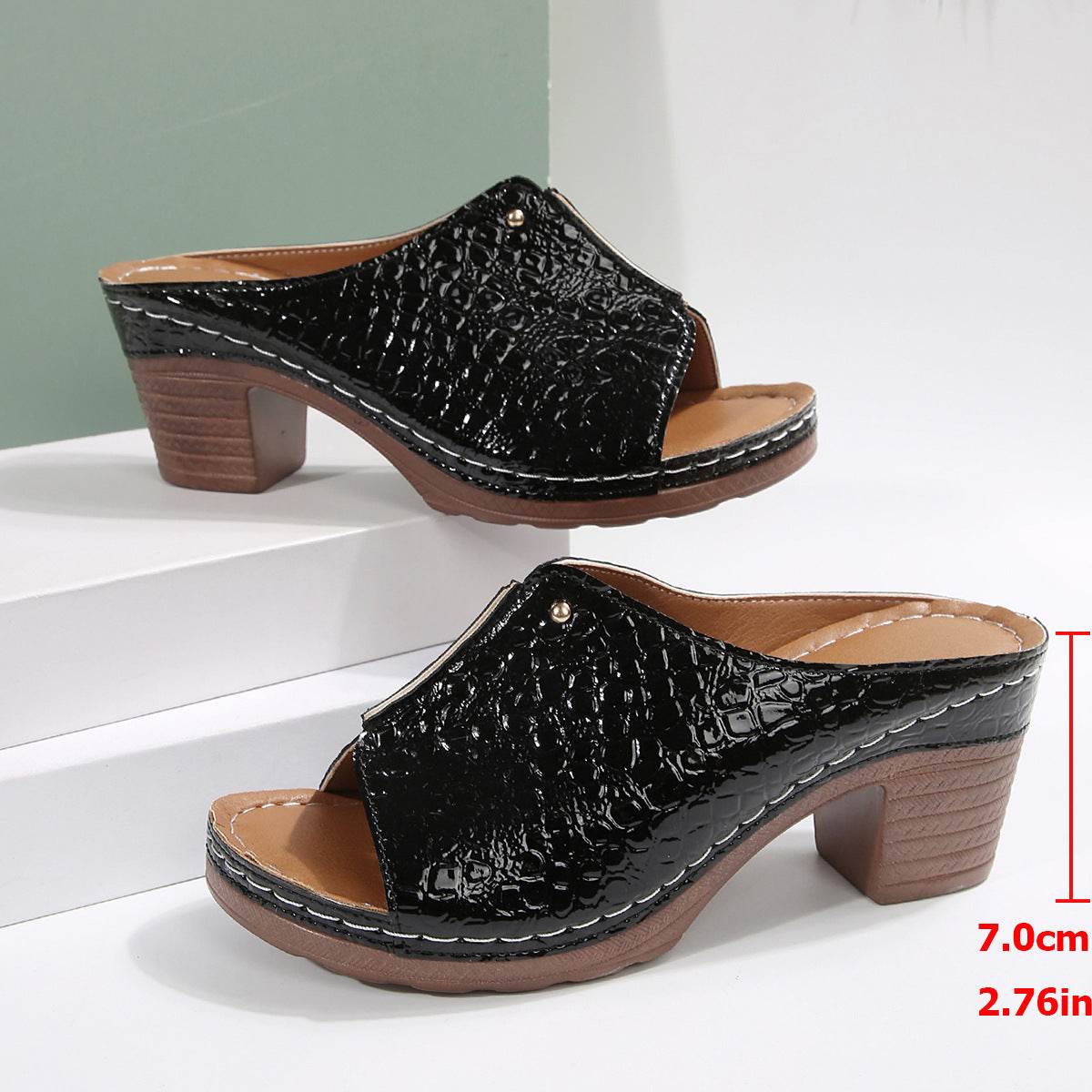 Buycenter Women's Plus Size Wedge Slippers - Peep Toe, Stylish Design - Buy Center