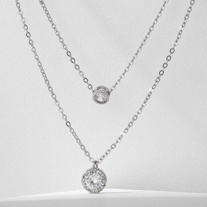 Double-Layered Zircon Pendant Necklace - Elegant Women's Jewelry Gift - Buy Center