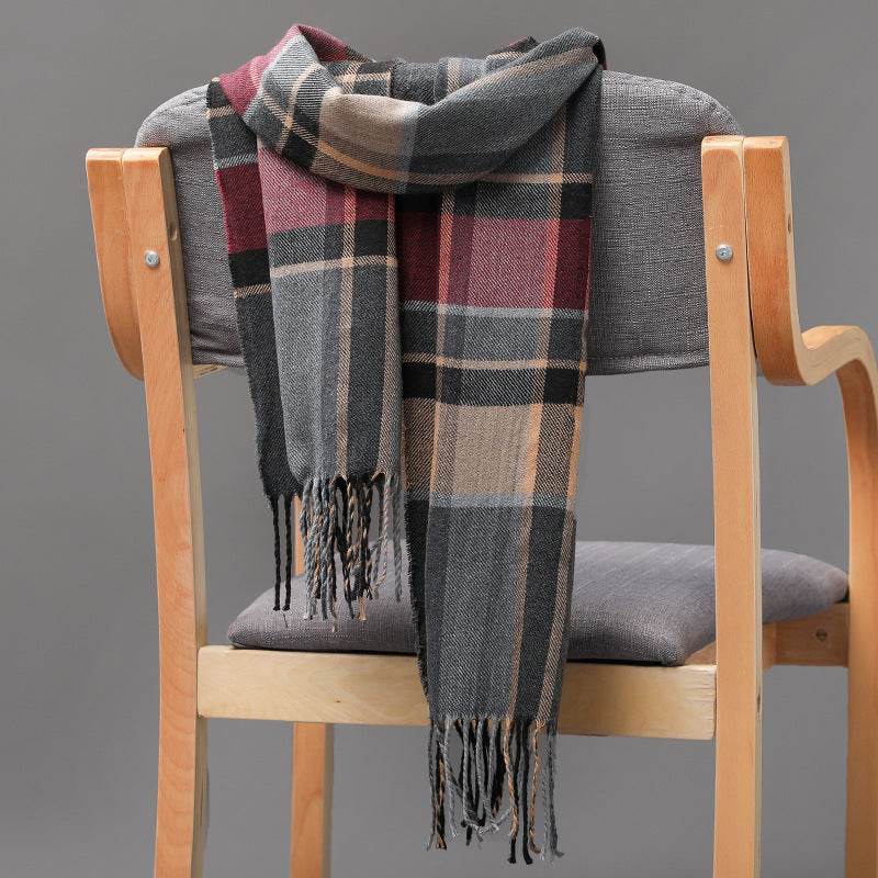 British Plaid Cashmere Scarf - Stylish Tassels, Perfect for Couples & Families - Buy Center
