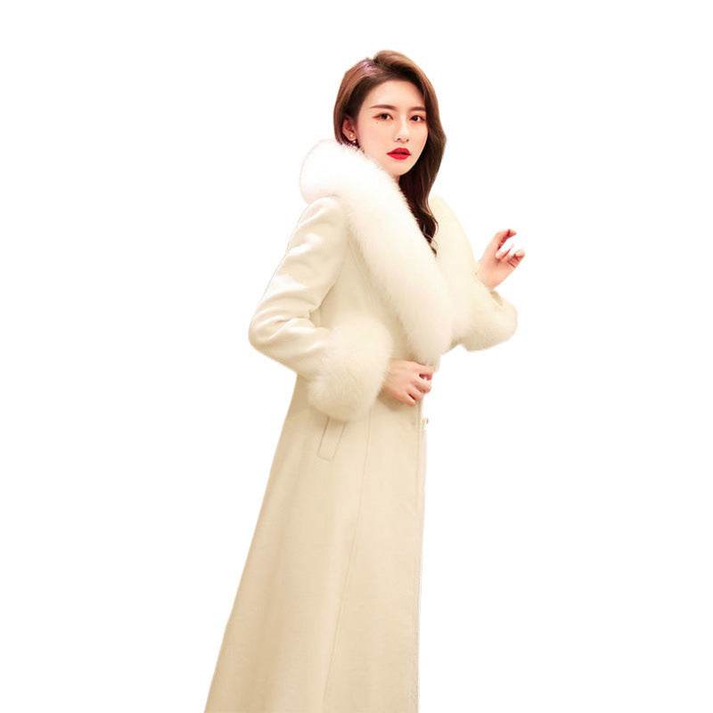 Ladies White Long Woolen Coat - Chic Urban Style for Modern Women - Buy Center