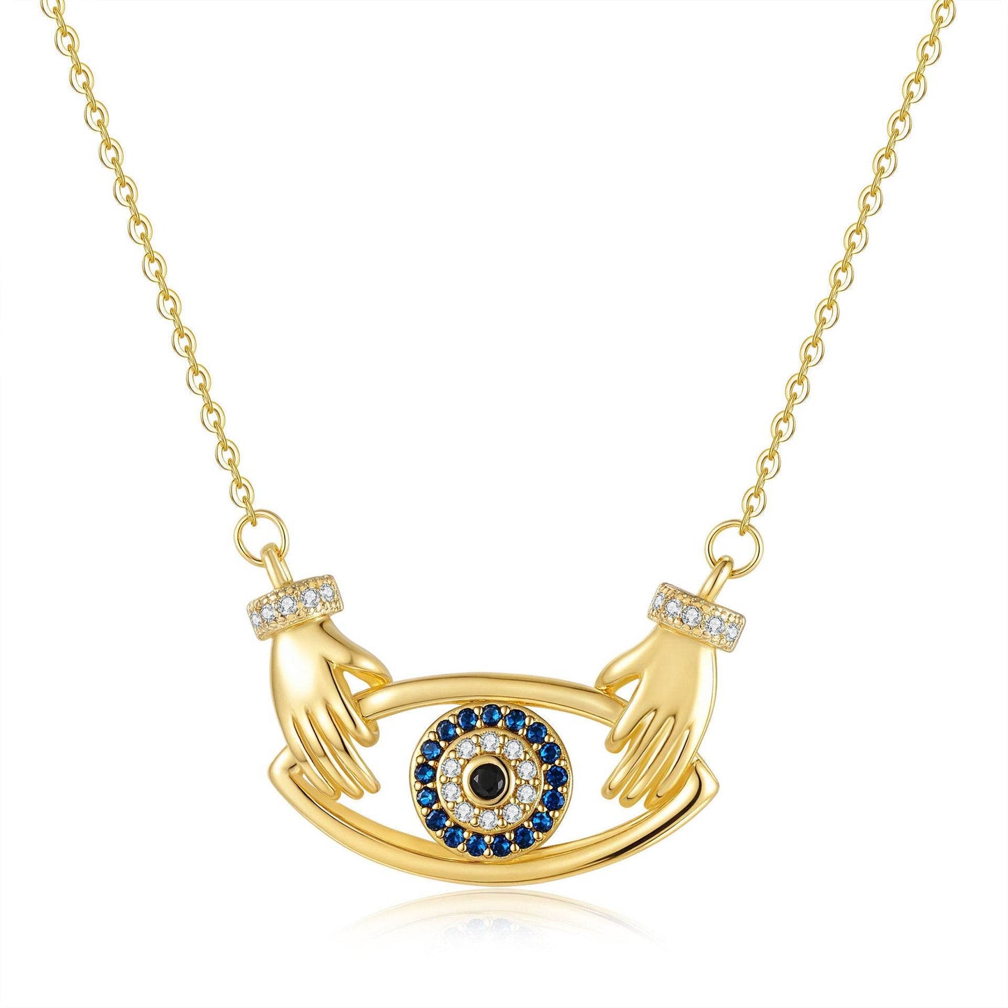 Buy Center Women's Hug Pendant Necklace - Stylish Geometry in White & Yellow Gold - Buy Center