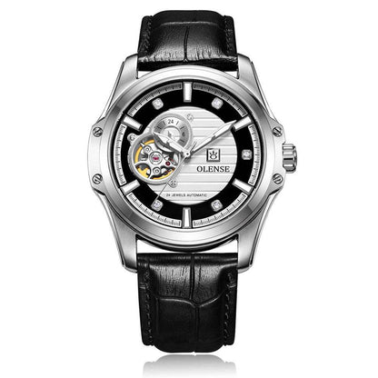 Buy Center Men's Mechanical Watch - Stainless Steel & Leather Strap, 5ATM - Buy Center