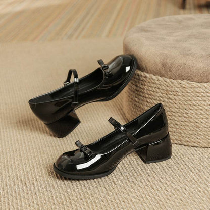 Buycenter French Mary Jane Pumps - Stylish Chunky Heel Shoes for Women - Buy Center