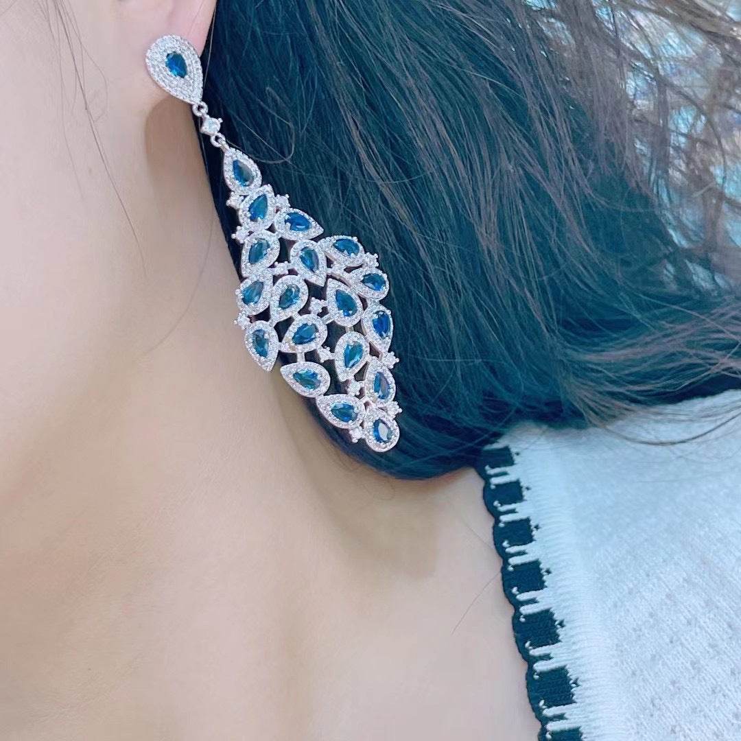 Buycenter Luxury Large Diamond Drop Earrings - Zircon Water Drop Design - Buy Center