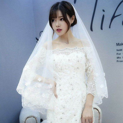 New Style Korean Lace Petal Wedding Veil - Customizable 1.5m Length - Buy Center