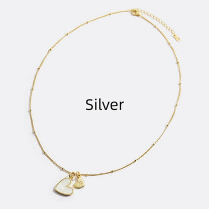 Personalized Heart-Shaped Bead Necklace - Silver, Gold, Rose Gold Options - Buy Center