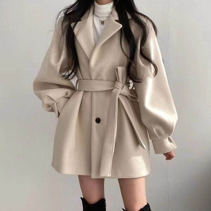 Hepburn Style Women's Woolen Coat - Slim Fit, Solid Color Elegance - Buy Center