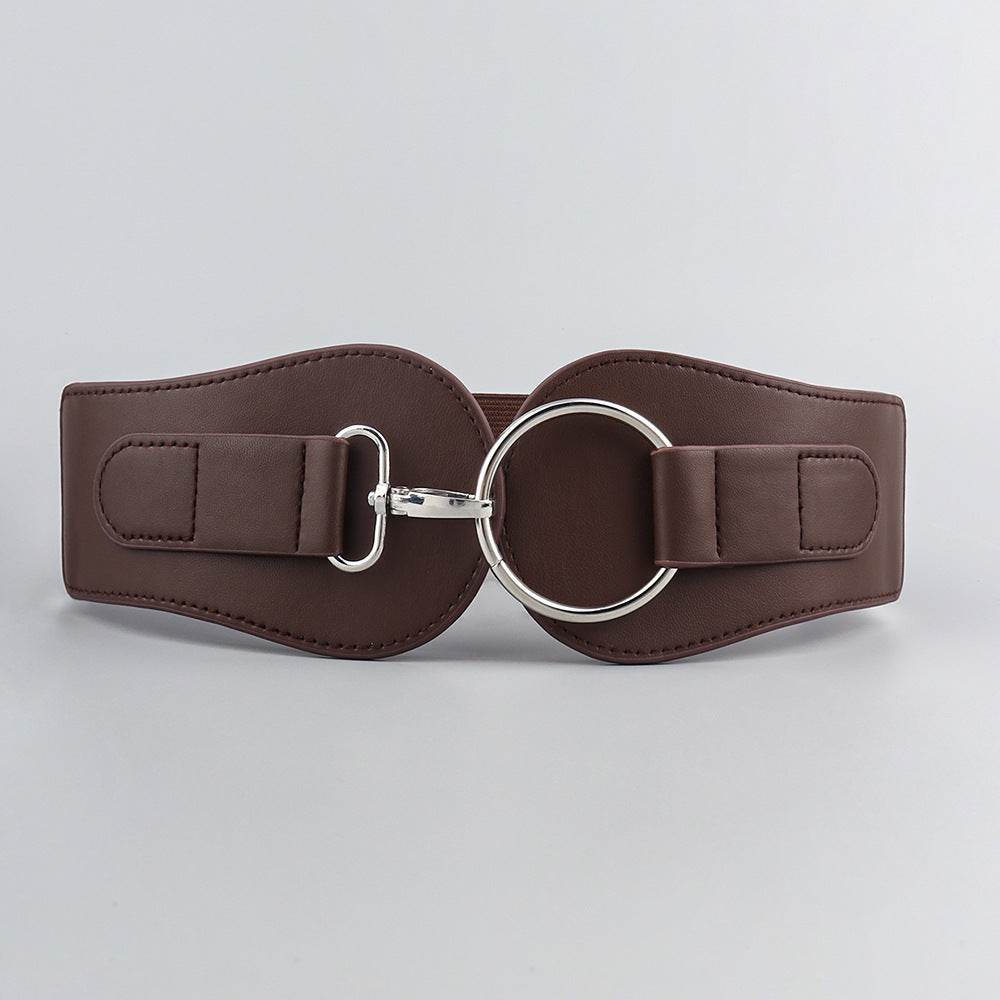 Women's PU Leather Wide Belt - Chic Design with Gold Buckle for 2025 - Buy Center