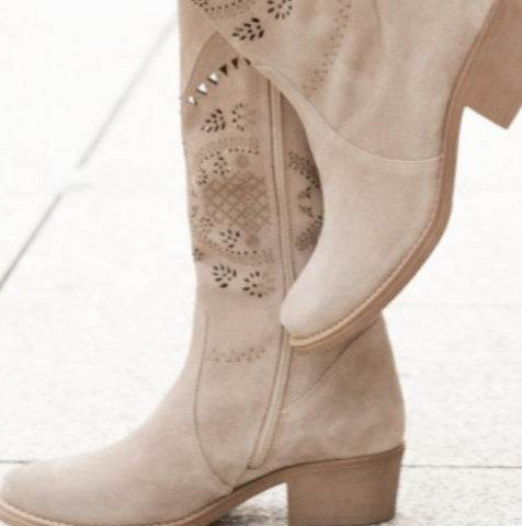 Stylish Mid Heel Suede High Boots for Women - Autumn & Winter Chic - Buy Center