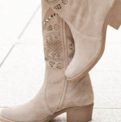 Stylish Mid Heel Suede High Boots for Women - Autumn & Winter Chic - Buy Center