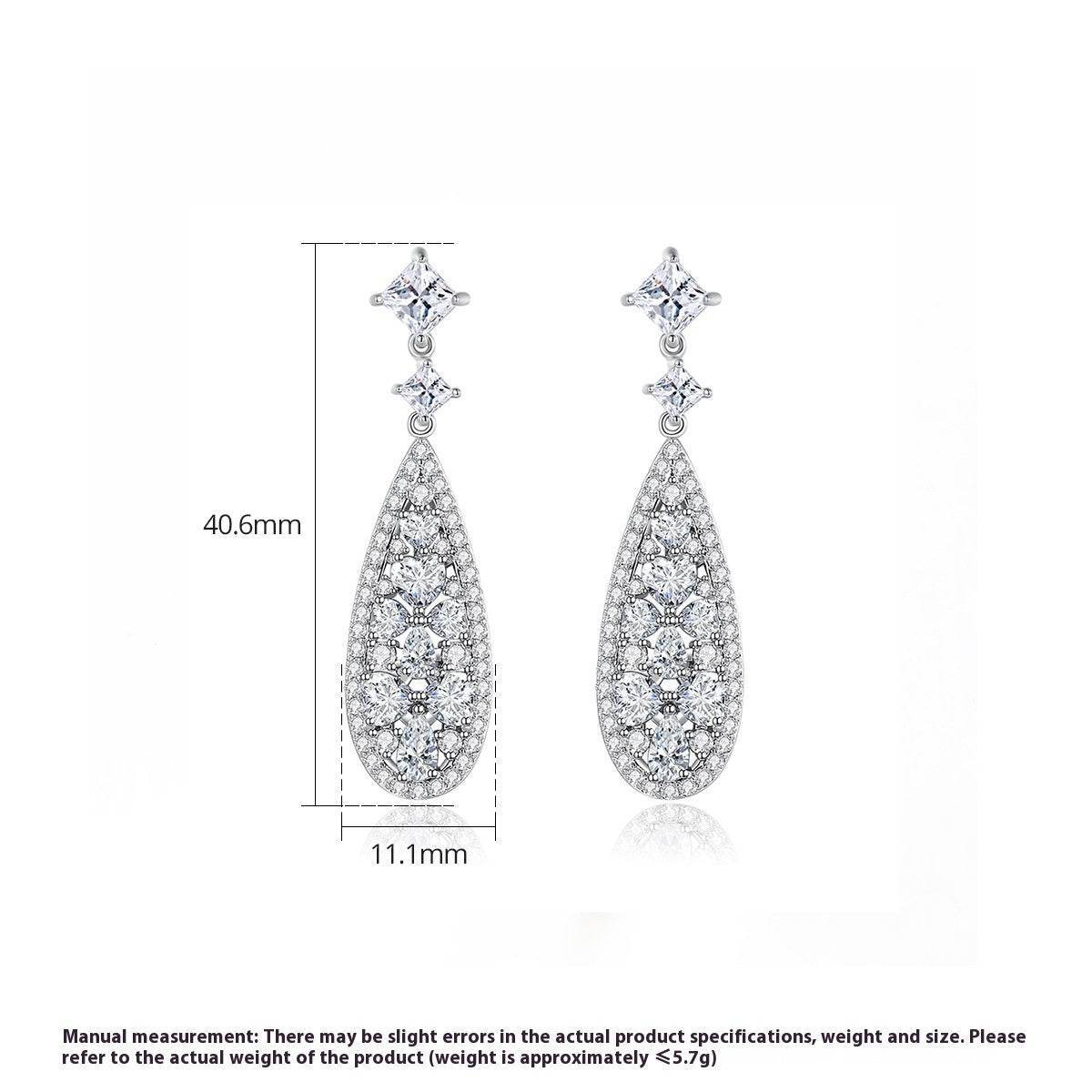 Buy Center Long Copper Earrings with Zircon - Elegant European Style - Buy Center