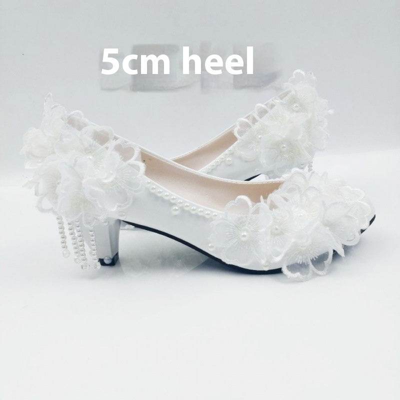 Buycenter Korean Style High-Heeled Pumps - Elegant Flower Rhinestones - Buy Center