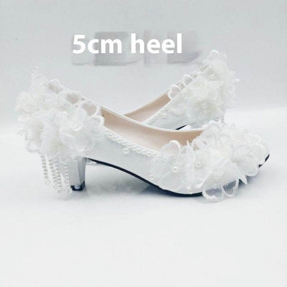 Buycenter Korean Style High-Heeled Pumps - Elegant Flower Rhinestones - Buy Center