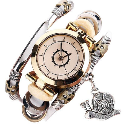Women's Vintage Coiling Leather Bracelet Watch - Mori Style Elegant Design - Buy Center
