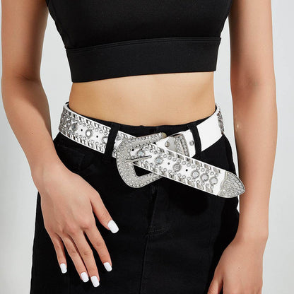Punk Rhinestone Rivet Y2K Fashion Belt - Stylish PU Leather, Alloy Buckle - Buy Center