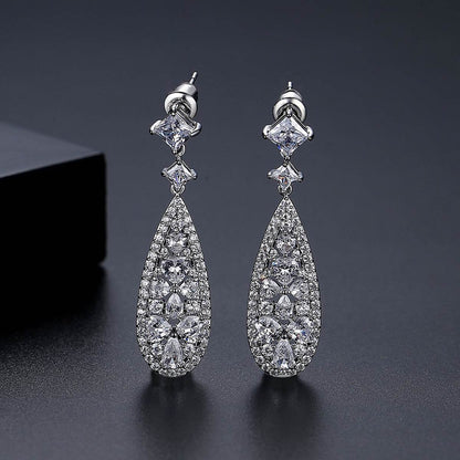 Buy Center Long Copper Earrings with Zircon - Elegant European Style - Buy Center
