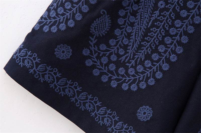 Buycenter Women's Casual A-Line Wide Leg Pants - High Waist, Embroidered Style - Buy Center