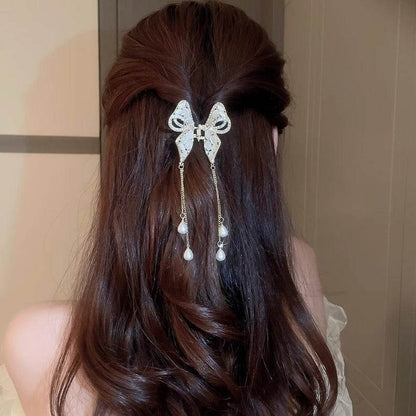 Elegant Golden Pearl Tassel Hairpin - Wedding Hair Jewelry for Women - Buy Center