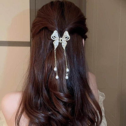 Elegant Golden Pearl Tassel Hairpin - Wedding Hair Jewelry for Women - Buy Center
