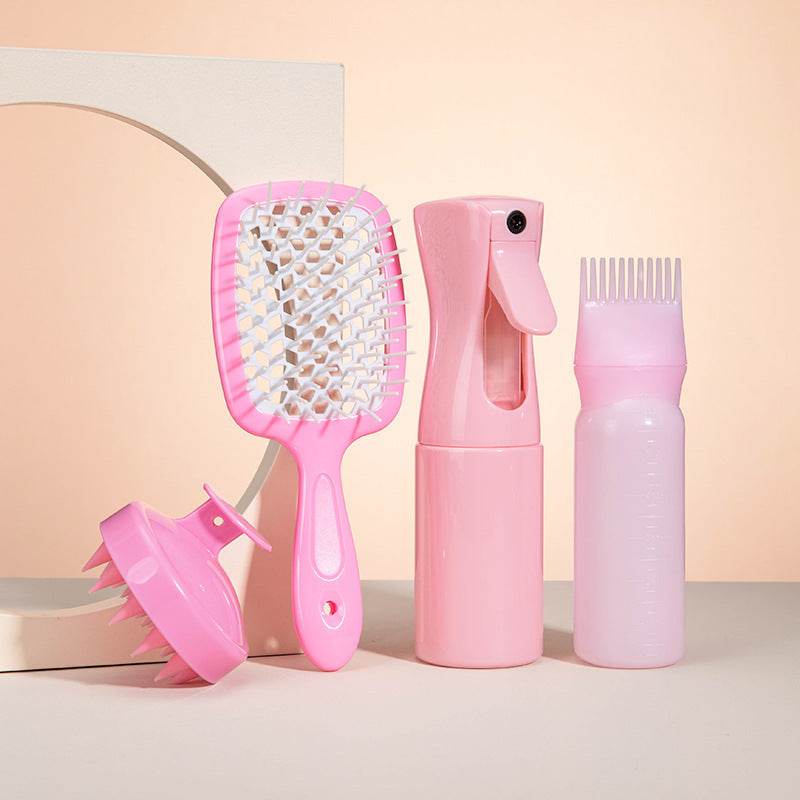 High Pressure Spray Bottle & Silicone Shampoo Brush Set - Hair Care Essentials - Buy Center