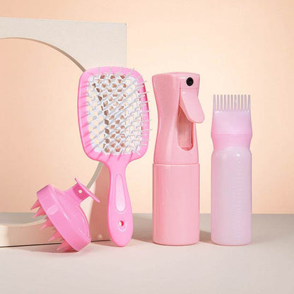 High Pressure Spray Bottle & Silicone Shampoo Brush Set - Hair Care Essentials - Buy Center