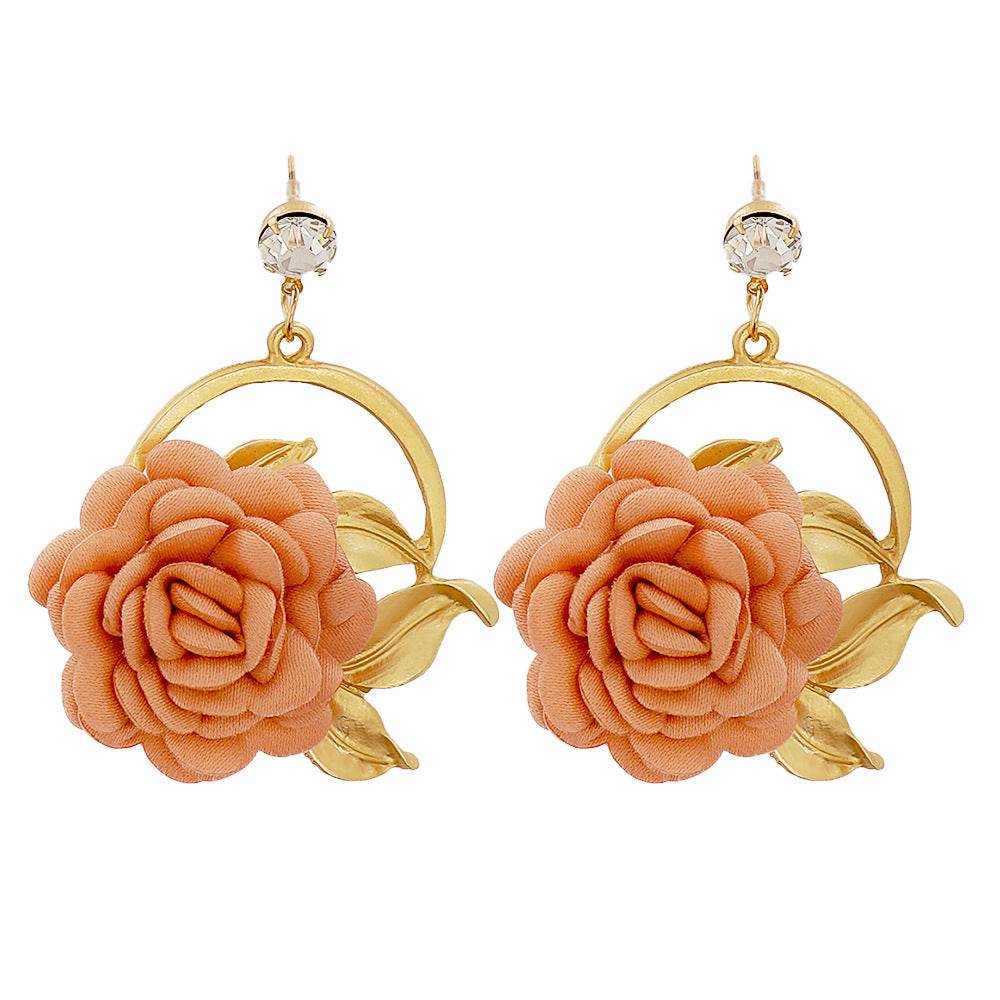 Colorful Ear Hanging Cloth Flower Earrings - Trendy Modern Styles 2025 - Buy Center