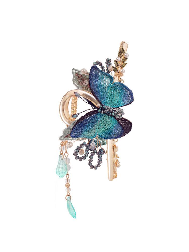 Device Shark Mori Style Butterfly Clip - Palace Blue Wedding Hair Accessory - Buy Center