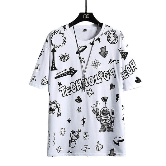 Trendy Men's Short Sleeve T-Shirt - Geometric Print & Loose Fit Style - Buy Center